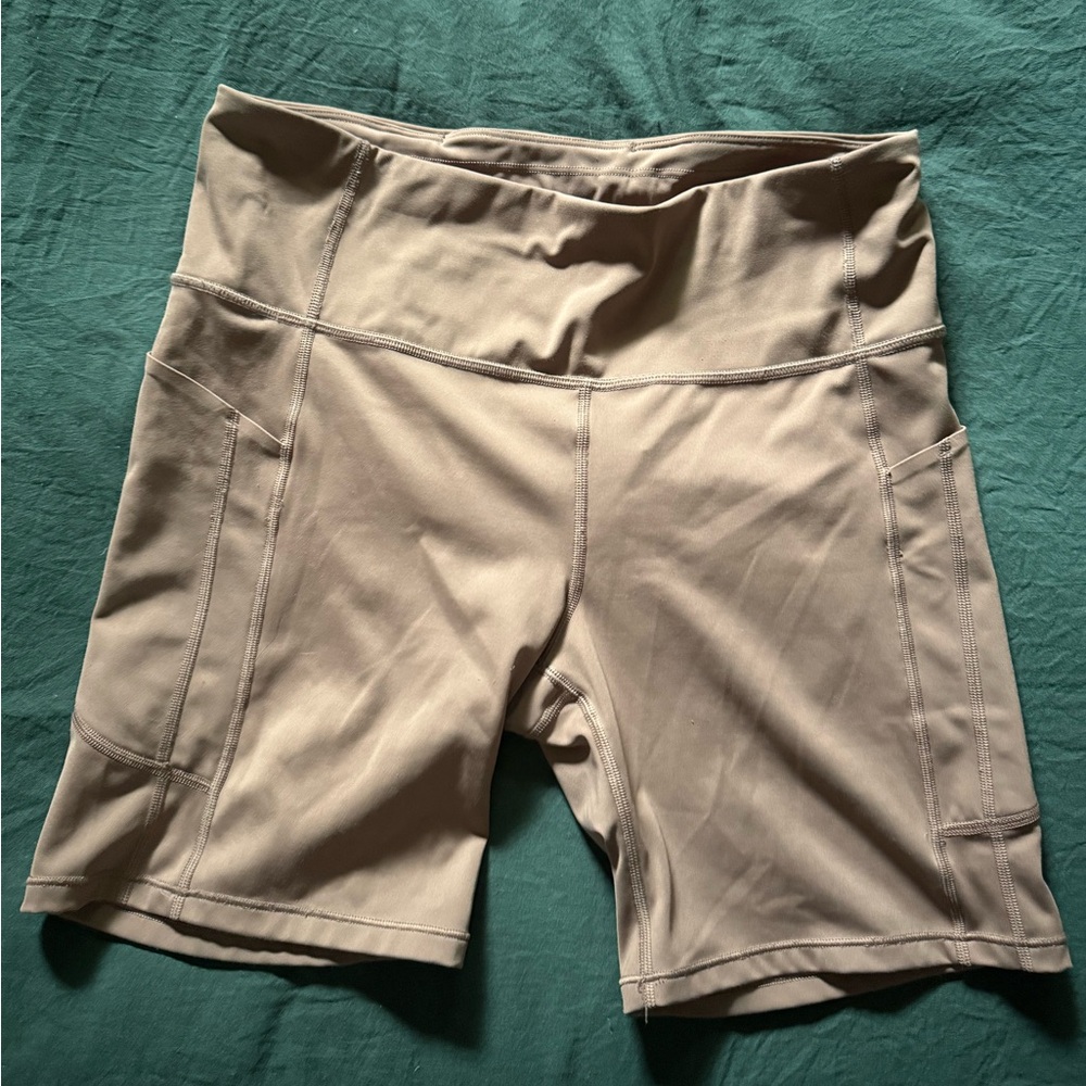 Athleta Tan Biker Shorts